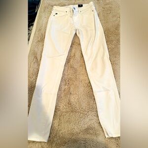 AG mid rise skinny white jeans